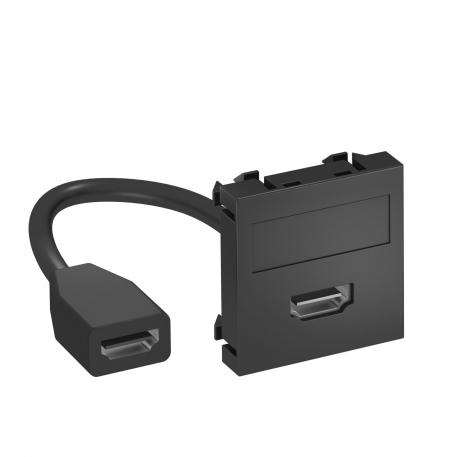 Přípojka HDMI, 1 modul, rovný vývod, s připojovacím kabelem Přímé |  | HDMI | černošedá, RAL 7021