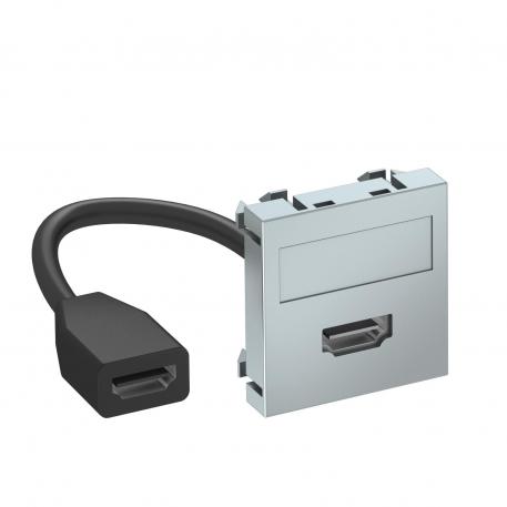 Přípojka HDMI, 1 modul, rovný vývod, s připojovacím kabelem  |  | HDMI | hliníkový lak