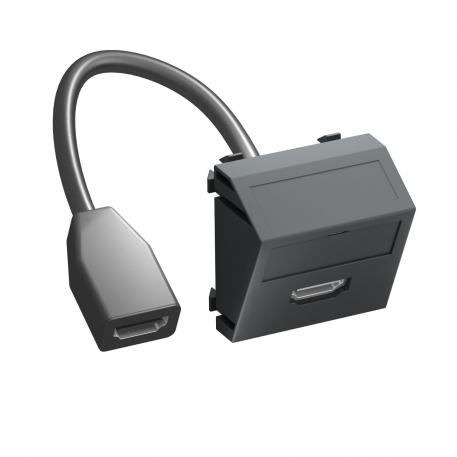 Přípojka HDMI, 1 modul, šikmý vývod, s připojovacím kabelem šikmý |  | HDMI | černošedá, RAL 7021
