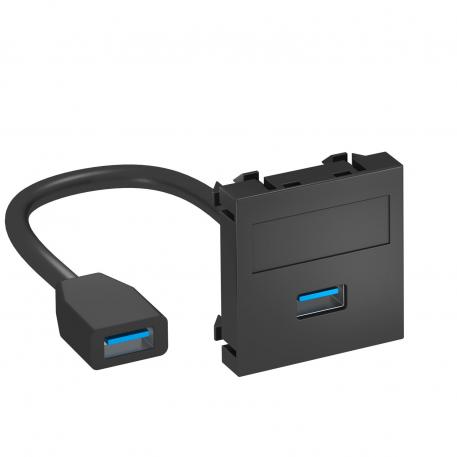 Přípojka USB 2.0/3.0, 1 modul, rovný vývod, s připojovacím kabelem Přímé |  | USB | černošedá, RAL 7021