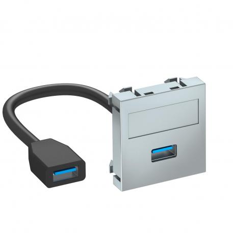 Přípojka USB 2.0/3.0, 1 modul, rovný vývod, s připojovacím kabelem  |  | USB | hliníkový lak