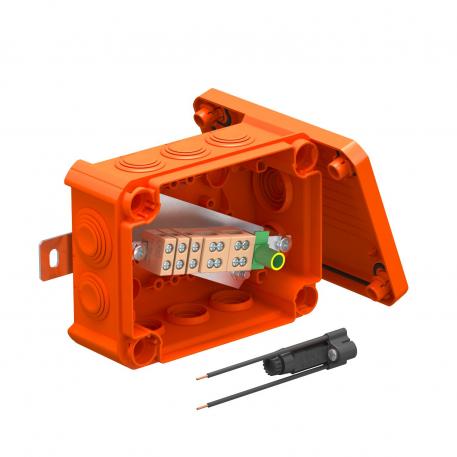 FireBox T100ED s vnějším upevněním a držákem pojistek 136x102x57 | 10 | IP66 | pastelová oranžová; RAL 2003