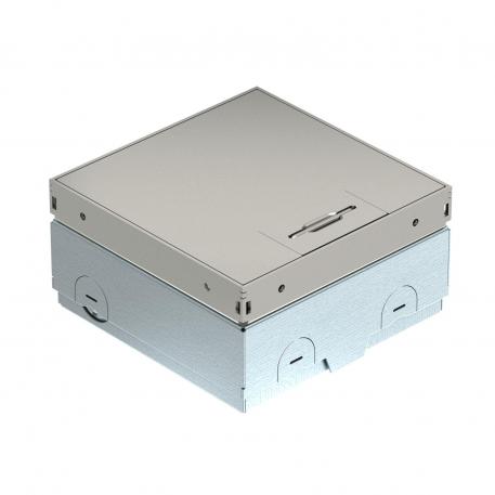 Podlahová zásuvka UDHOME-ONE bez vybrání pro podlahovou krytinu, volně konfigurovatelná, nerez ocel 